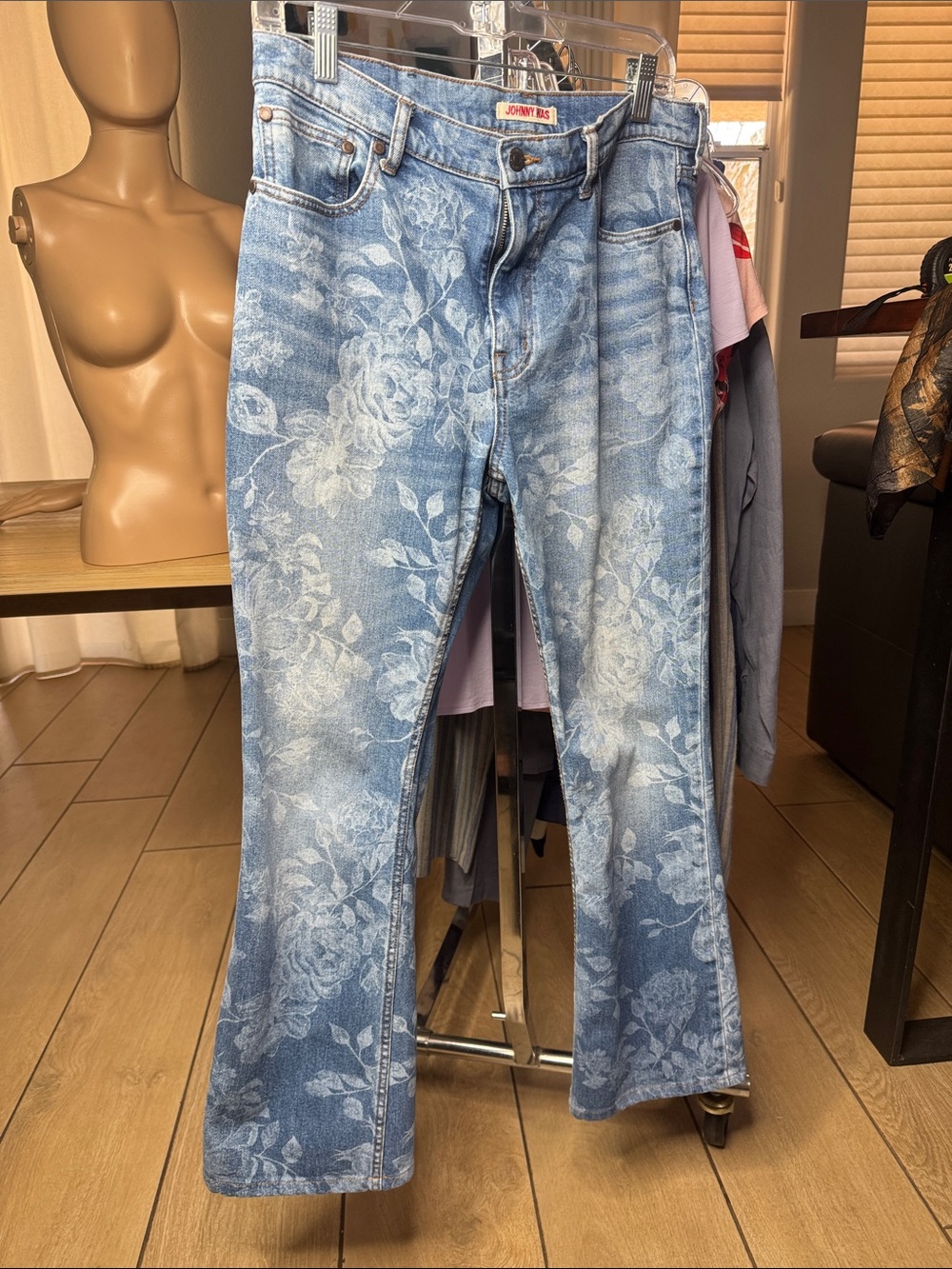 Johnny Was Blue Floral-Print boot cut Jeans